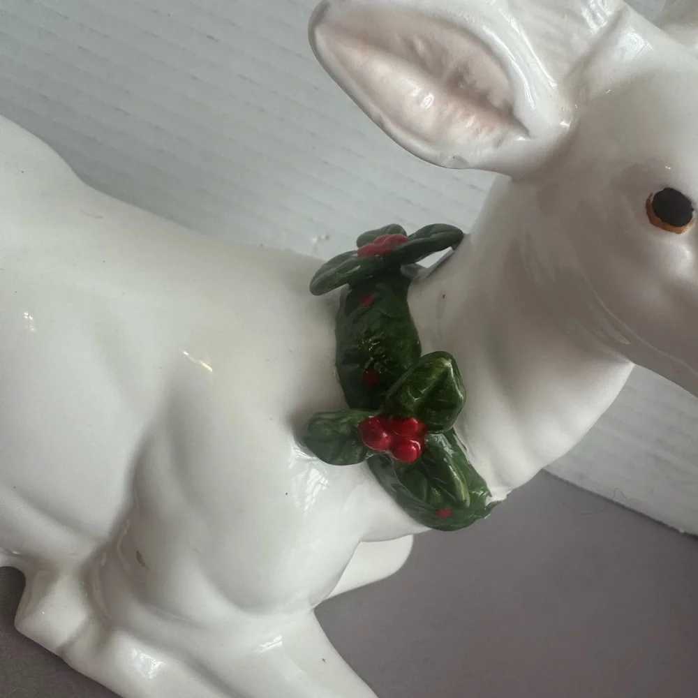 White Ceramic Reindeer Figurine